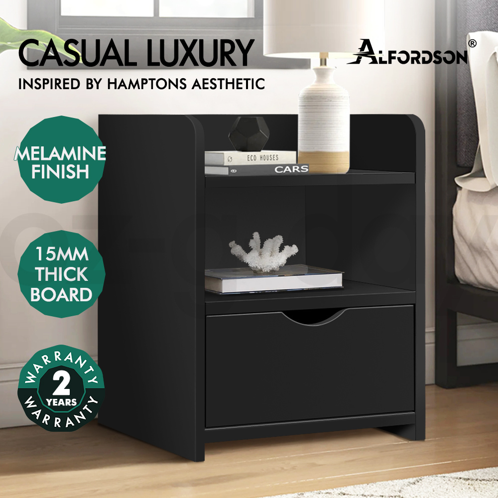 ALFORDSON Bedside Table RGB LED Nightstand 1/2/3 Drawers Side Table Storage - Picture 510 of 521