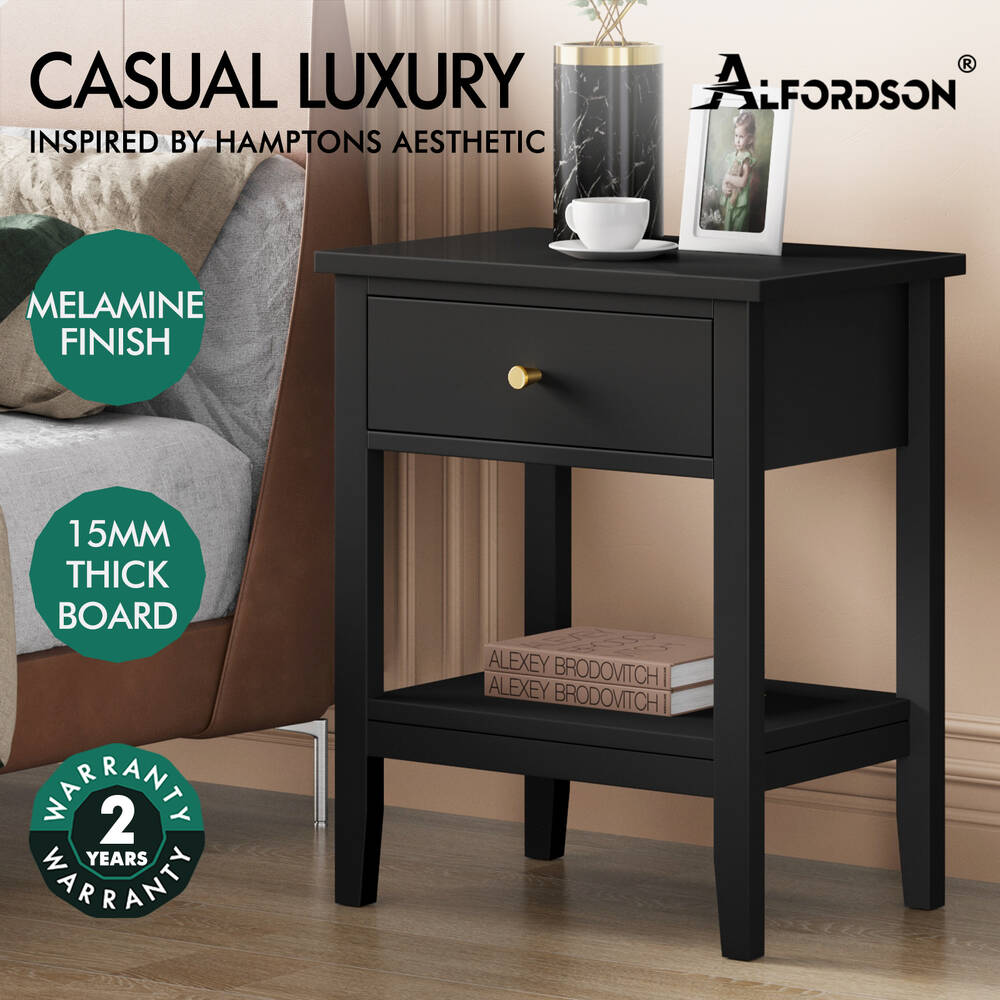 ALFORDSON Bedside Table RGB LED Nightstand 1/2/3 Drawers Side Table Storage - Picture 200 of 521
