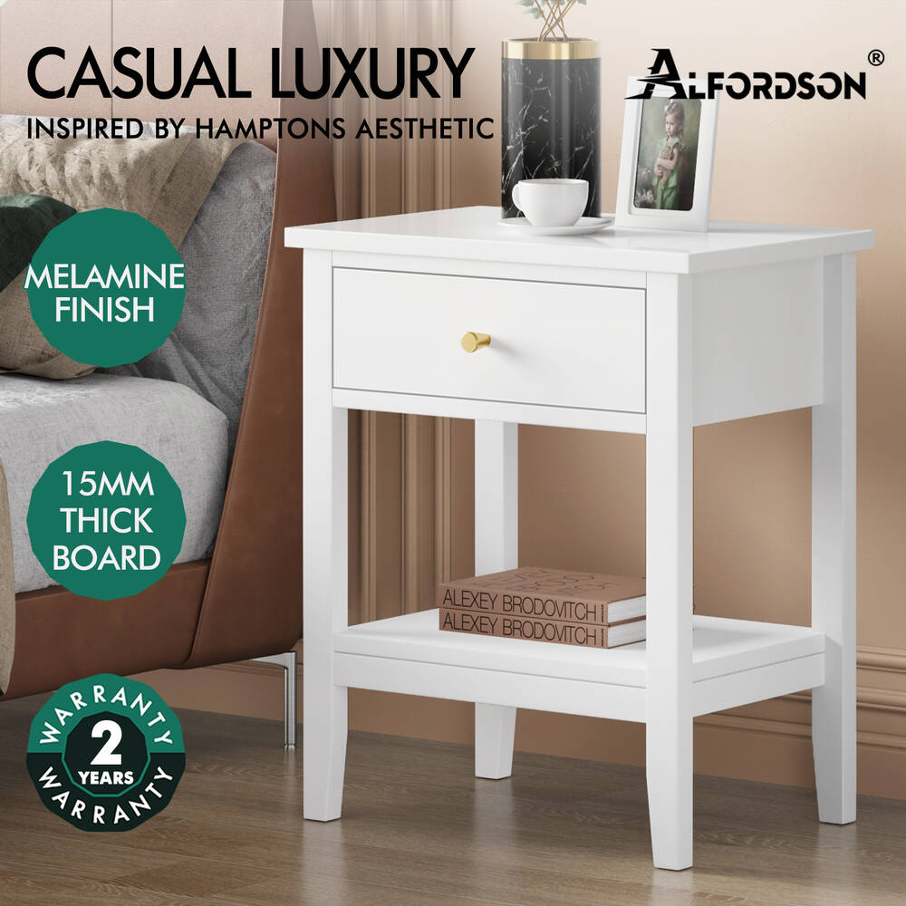 ALFORDSON Bedside Table RGB LED Nightstand 1/2/3 Drawers Side Table Storage - Picture 206 of 521