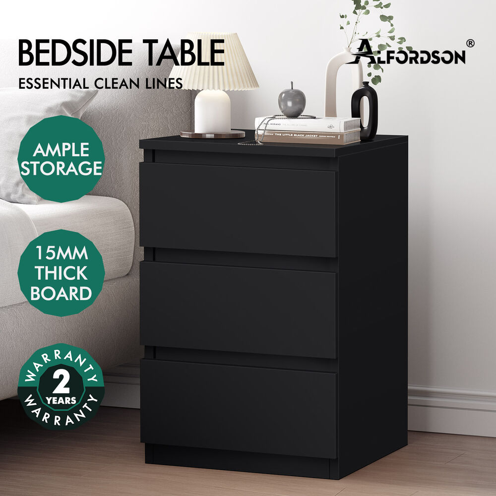 ALFORDSON Bedside Table RGB LED Nightstand 1/2/3 Drawers Side Table Storage - Picture 516 of 521