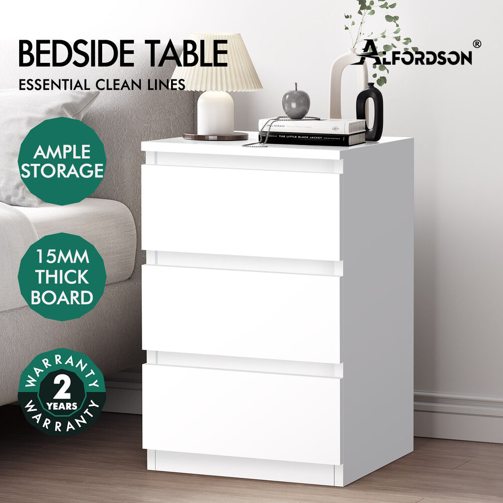 ALFORDSON Bedside Table RGB LED Nightstand 1/2/3 Drawers Side Table Storage - Picture 268 of 521