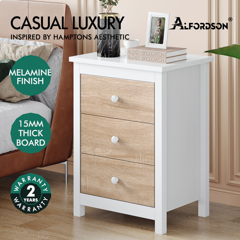 ALFORDSON Bedside Table RGB LED Nightstand 1/2/3 Drawers Side Table Storage - Picture 256 of 521