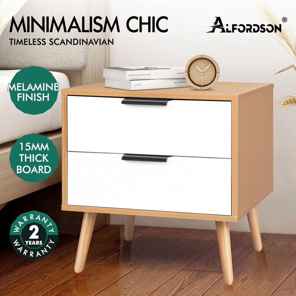 ALFORDSON Bedside Table RGB LED Nightstand 1/2/3 Drawers Side Table Storage - Picture 298 of 521