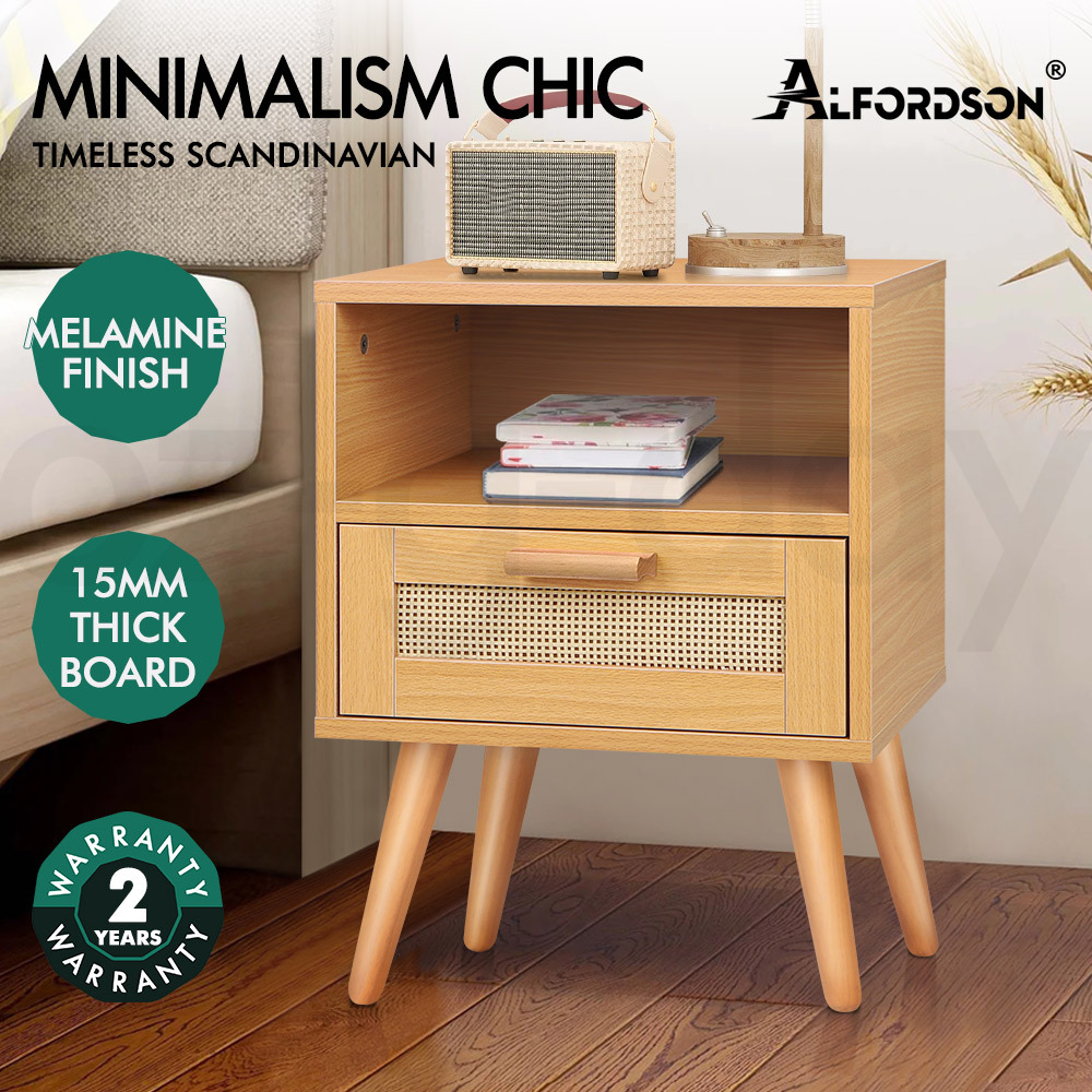 ALFORDSON Bedside Table RGB LED Nightstand 1/2/3 Drawers Side Table Storage - Picture 49 of 521