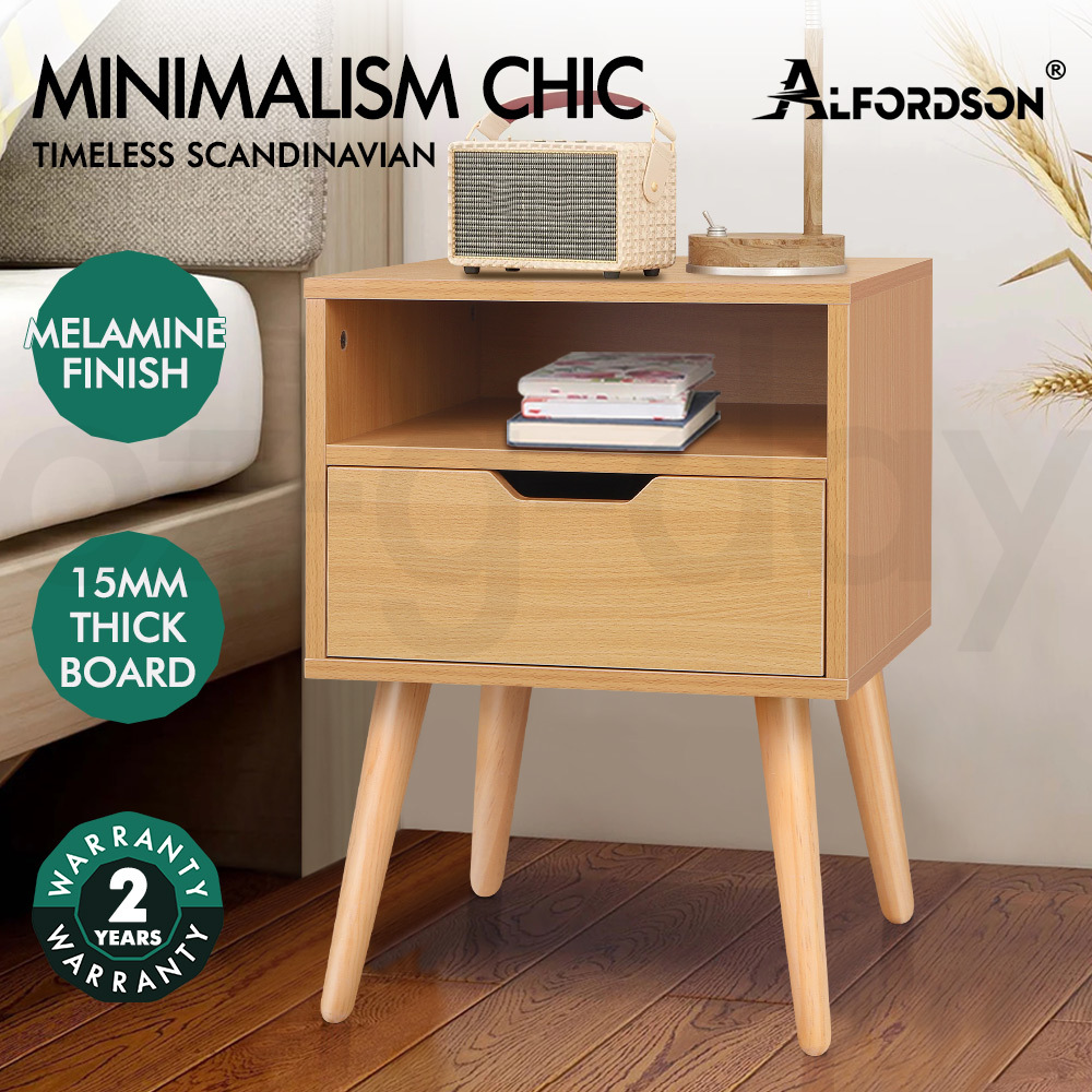 ALFORDSON Bedside Table RGB LED Nightstand 1/2/3 Drawers Side Table Storage - Picture 13 of 521