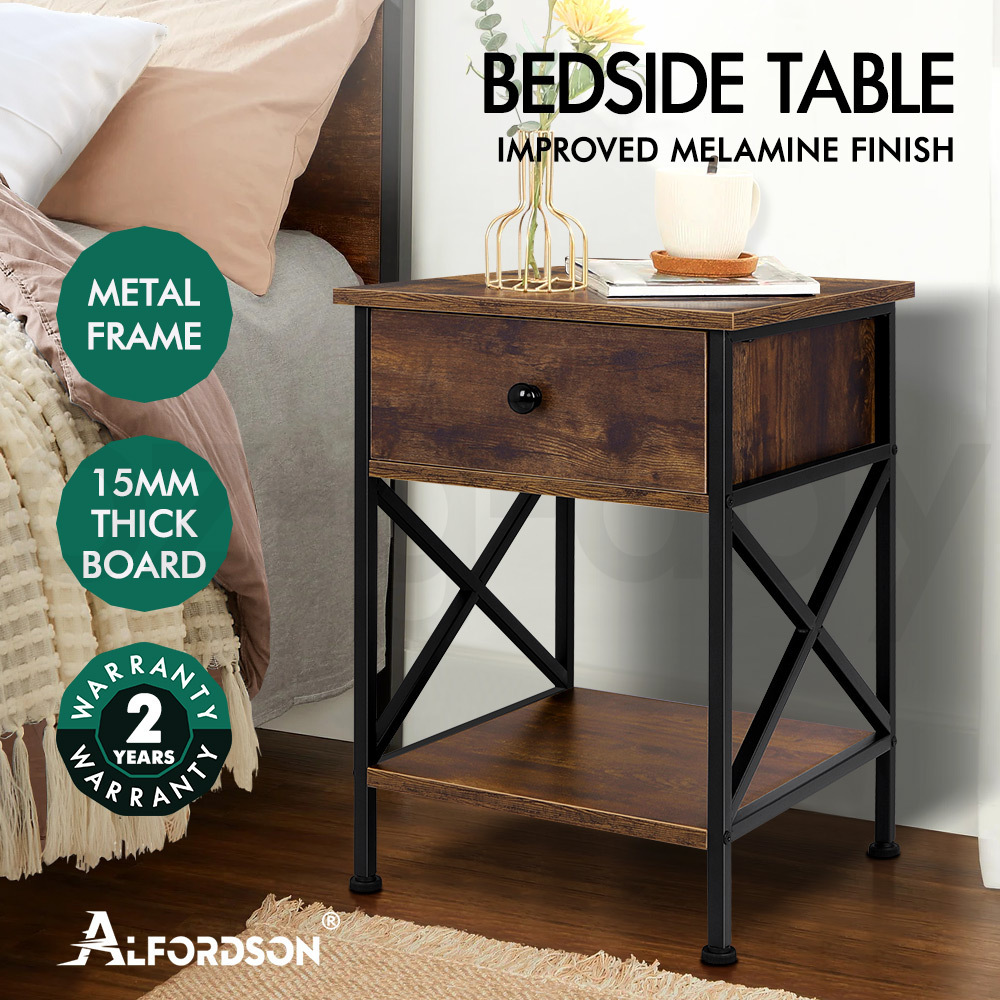 ALFORDSON Bedside Table RGB LED Nightstand 1/2/3 Drawers Side Table Storage - Picture 444 of 521