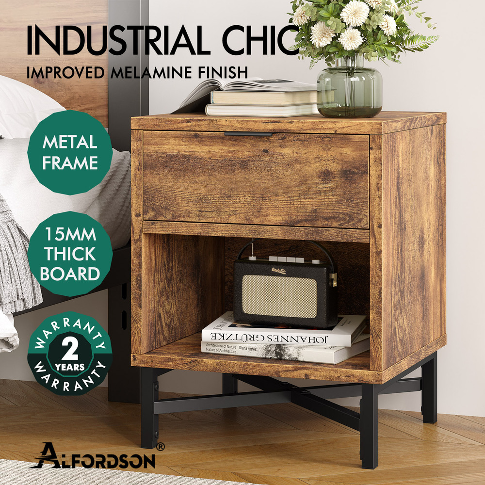 ALFORDSON Bedside Table RGB LED Nightstand 1/2/3 Drawers Side Table Storage - Picture 431 of 521