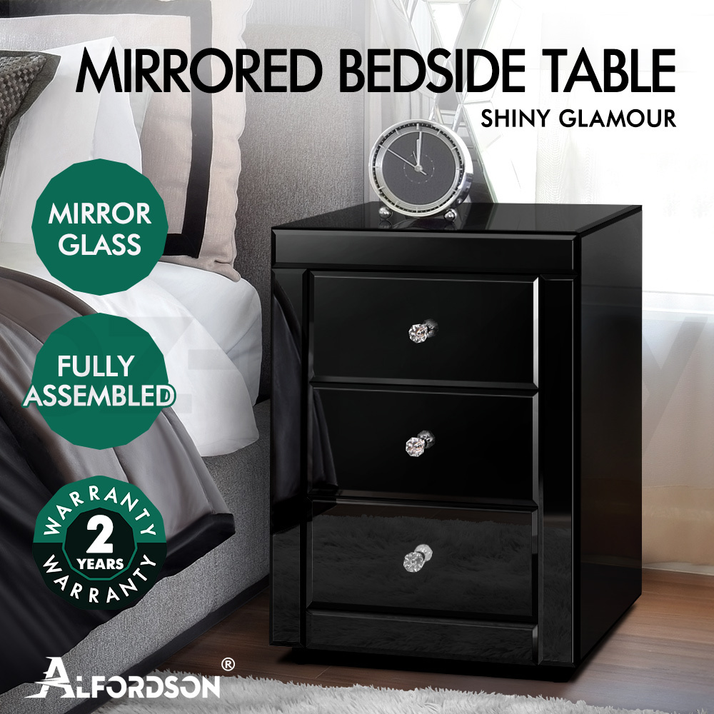 ALFORDSON Bedside Table Mirrored Cabinet Nightstand Side End Table Drawers - Picture 47 of 76