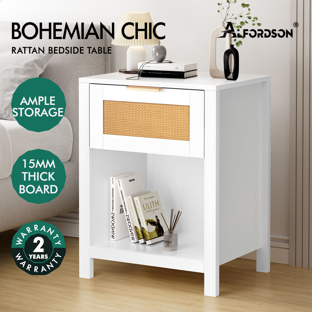 ALFORDSON Bedside Table RGB LED Nightstand 1/2/3 Drawers Side Table Storage - Picture 182 of 521