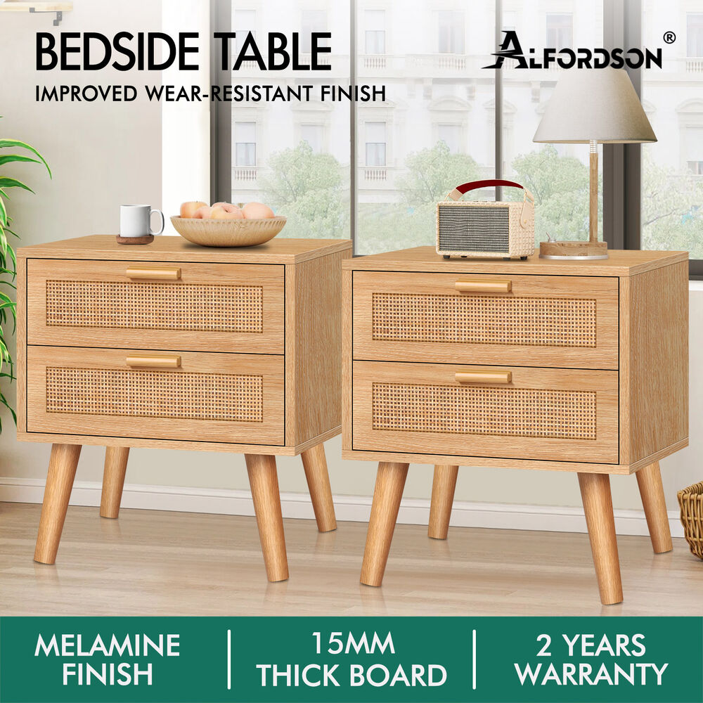 ALFORDSON Bedside Table Chest of Drawers Bedroom Set Rattan Storage Cabinet - Picture 32 of 88