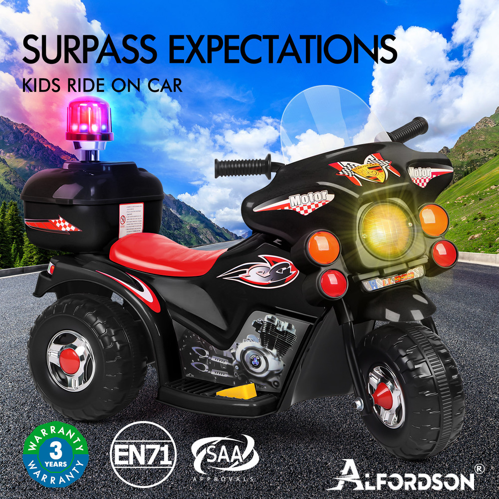 ALFORDSON Kids Ride On Car Police Motorcycle Electric Toy 25W Motor MP3 Lights - Picture 2 of 37
