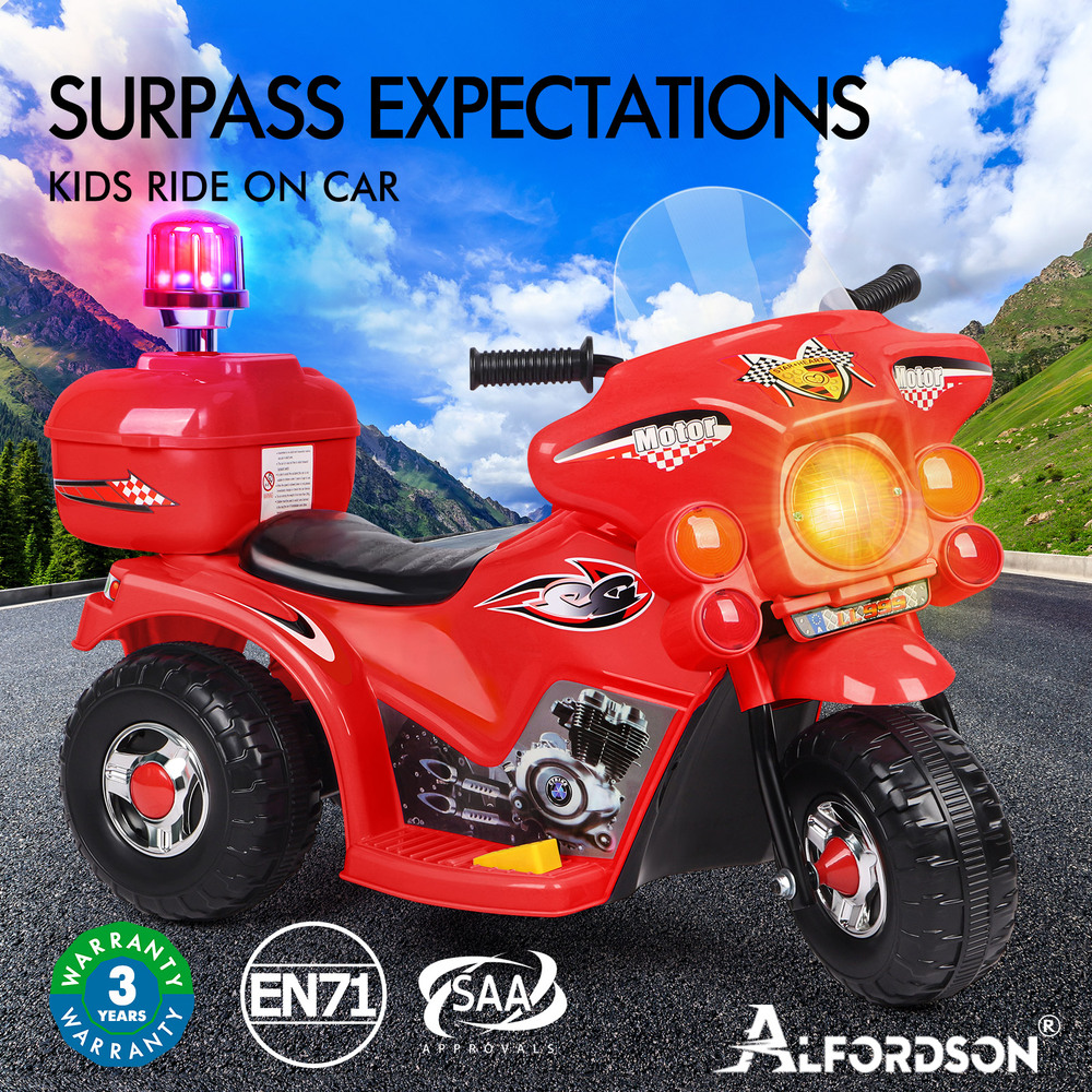 ALFORDSON Kids Ride On Car Police Motorcycle Electric Toy 25W Motor MP3 Lights - Picture 26 of 37