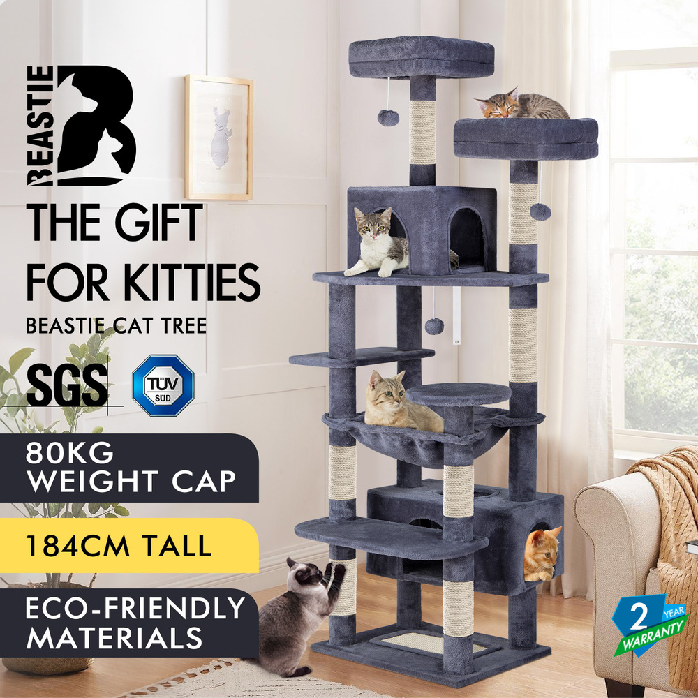 BEASTIE Cat Tree Tower Scratching Post Scratcher Condo House Furniture 184cm - Picture 27 of 38