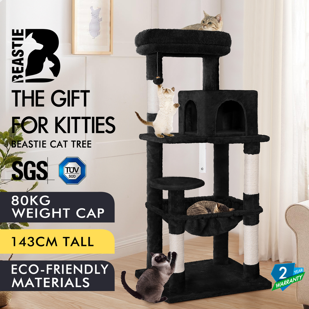 BEASTIE Cat Tree Scratching Post Scratcher Tower Condo House Furniture Wood 143 - Picture 2 of 35