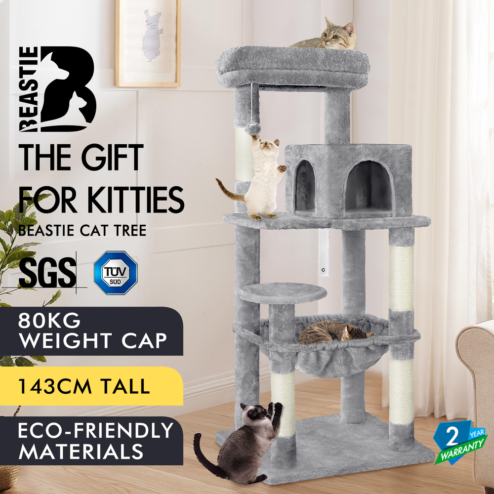 BEASTIE Cat Tree Scratching Post Scratcher Tower Condo House Furniture Wood 143 - Picture 25 of 35