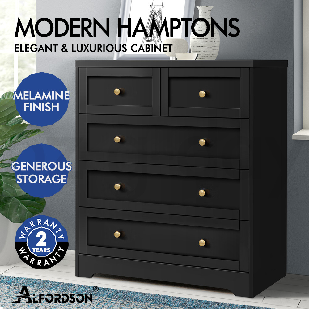 ALFORDSON 5 Chest of Drawers Hamptons Storage Cabinet Dresser Tallboy - Picture 11 of 34