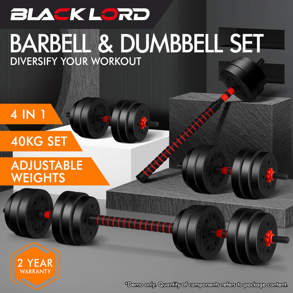 BLACK LORD 20kg 40kg Dumbbell Set Adjustable Barbell Kettlebell Home Gym Fitness - Picture 14 of 63