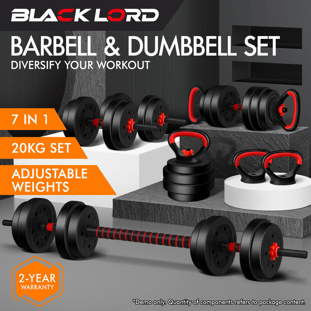 BLACK LORD 20kg 40kg Dumbbell Set Adjustable Barbell Kettlebell Home Gym Fitness - Picture 26 of 63