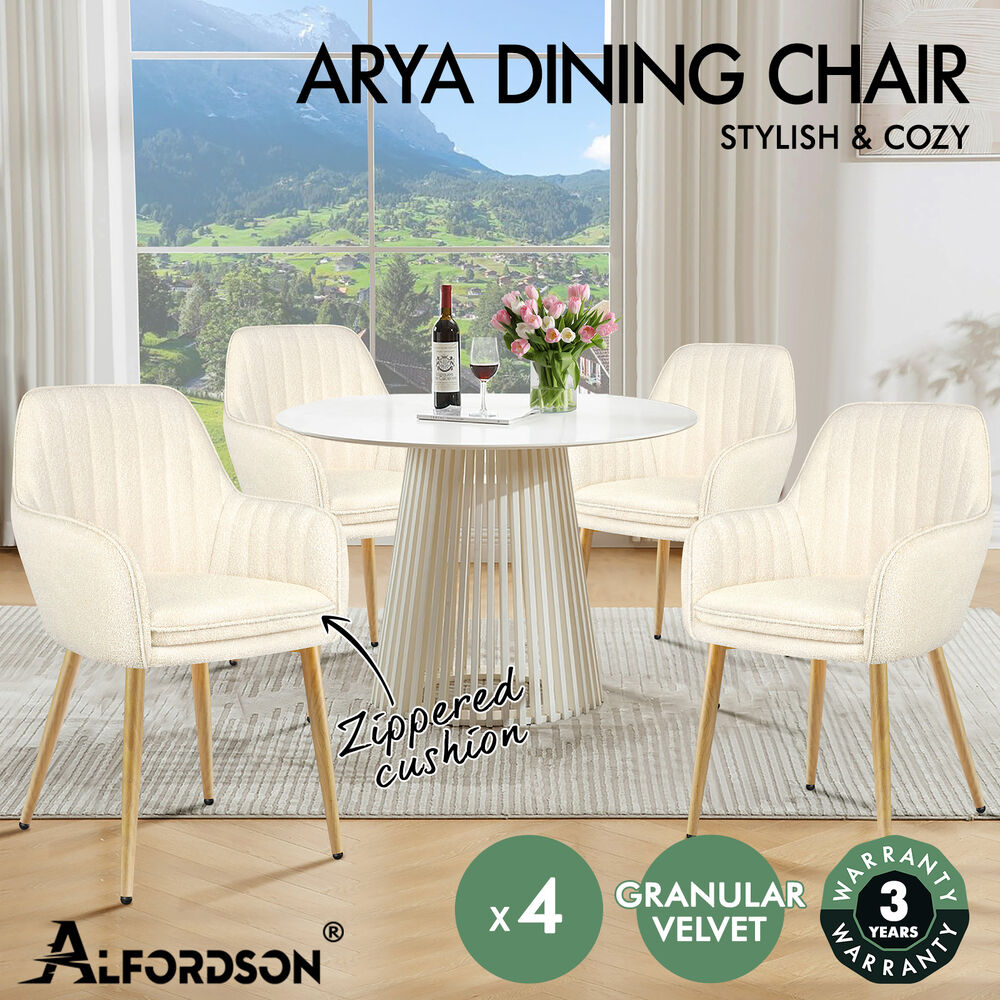 ALFORDSON 2/4x Armchair Dining Chair Kitchen Accent Sofa Couch Granular Velvet - Picture 14 of 90