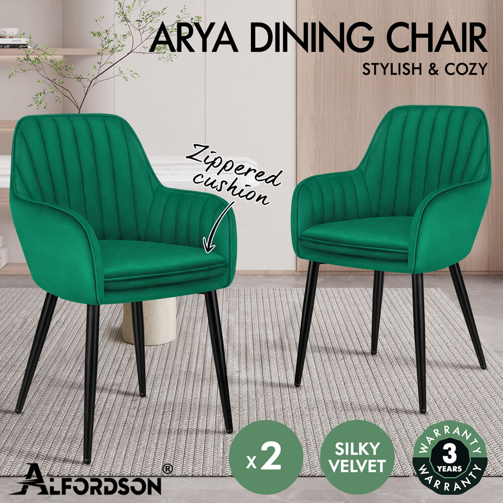 ALFORDSON 2/4x Armchair Dining Chair Kitchen Accent Sofa Couch Granular Velvet - Picture 25 of 90