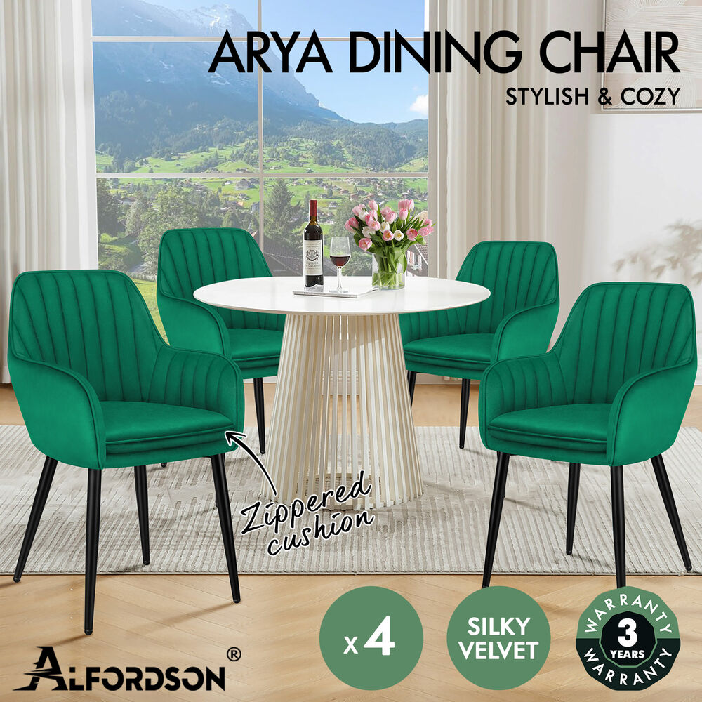 ALFORDSON 2/4x Armchair Dining Chair Kitchen Accent Sofa Couch Granular Velvet - Picture 36 of 90