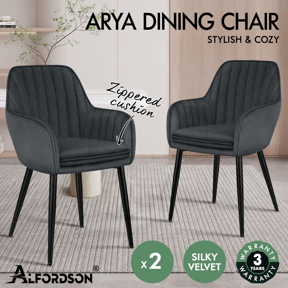 ALFORDSON 2/4x Armchair Dining Chair Kitchen Accent Sofa Couch Granular Velvet - Picture 47 of 90