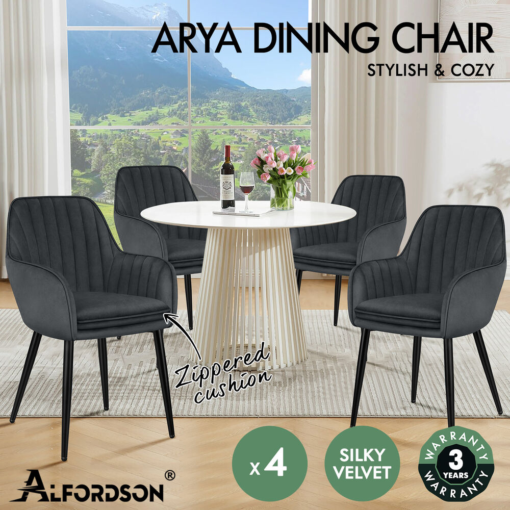ALFORDSON 2/4x Armchair Dining Chair Kitchen Accent Sofa Couch Granular Velvet - Picture 58 of 90