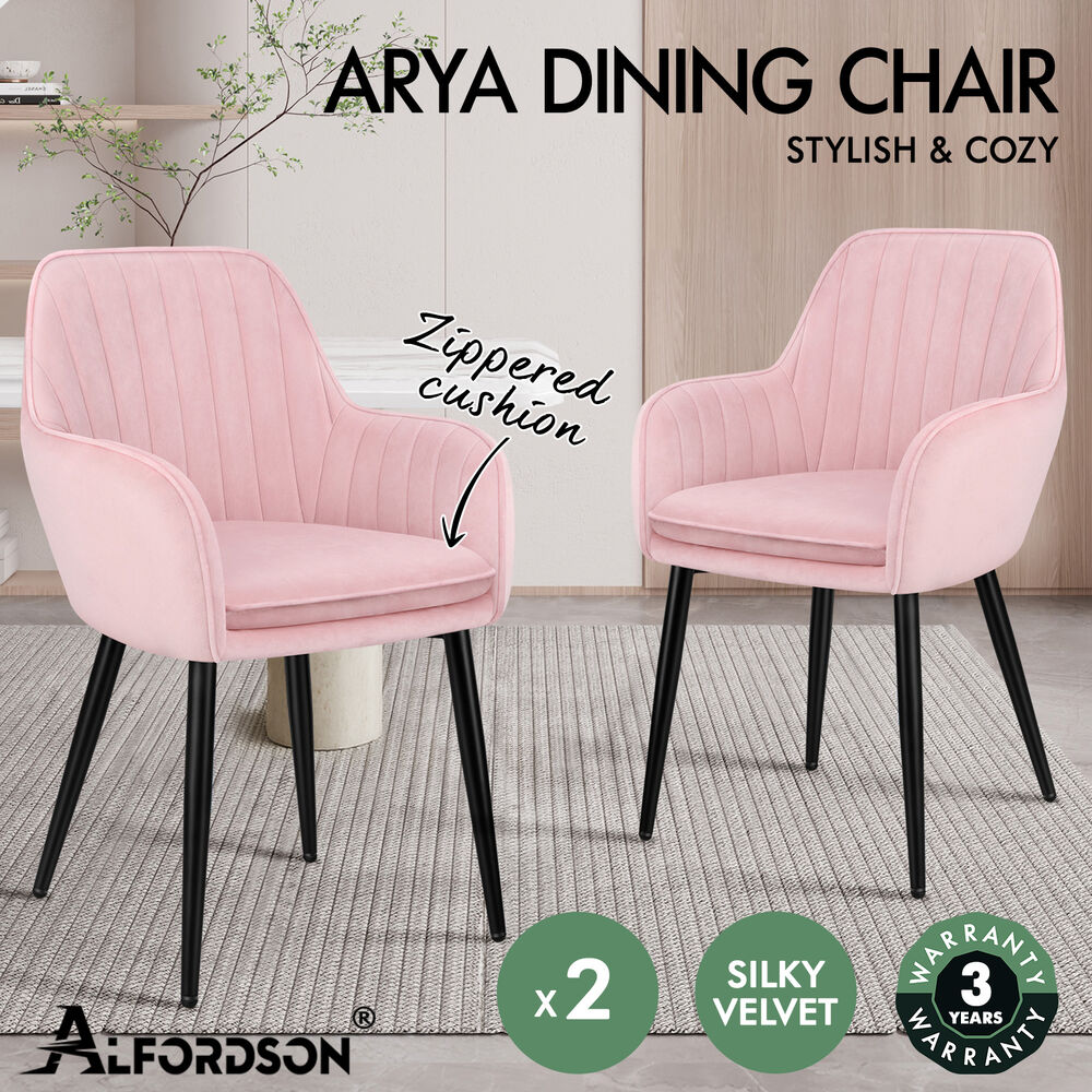ALFORDSON 2/4x Armchair Dining Chair Kitchen Accent Sofa Couch Granular Velvet - Picture 69 of 90