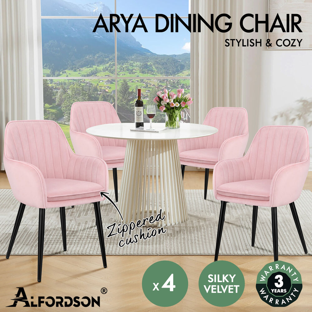 ALFORDSON 2/4x Armchair Dining Chair Kitchen Accent Sofa Couch Granular Velvet - Picture 80 of 90