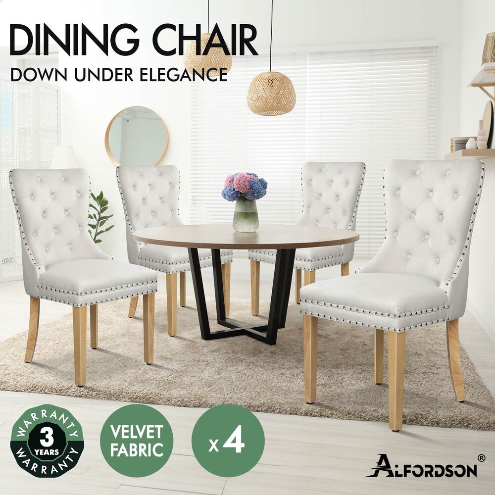 ALFORDSON 2x/4x Dining Chair Kitchen Padded Diamond Tufted Velvet Leather Fabric - Picture 55 of 114