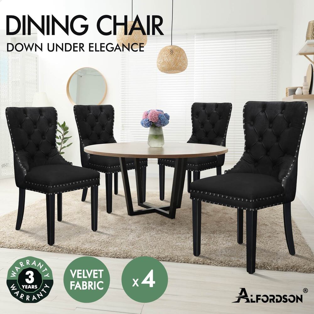 ALFORDSON 2x/4x Dining Chair Kitchen Padded Diamond Tufted Velvet Leather Fabric - Picture 79 of 114
