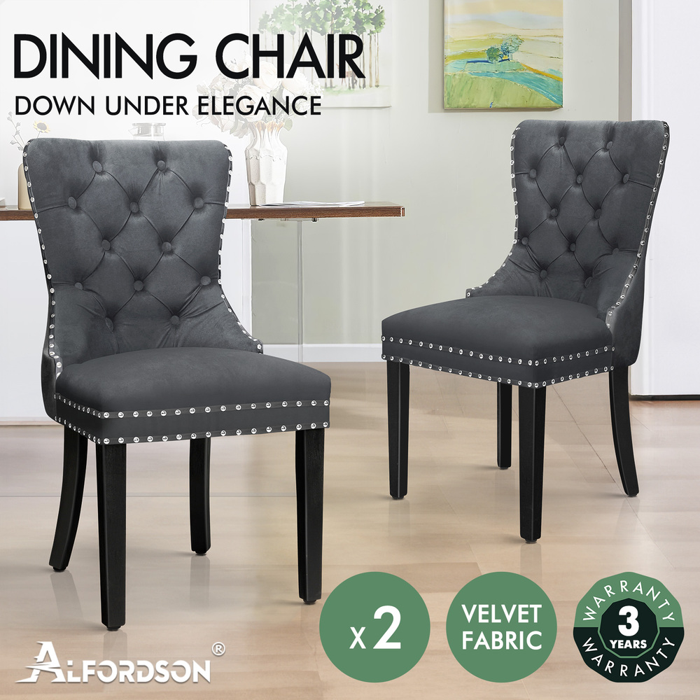 ALFORDSON 2x/4x Dining Chair Kitchen Padded Diamond Tufted Velvet Leather Fabric - Picture 91 of 114