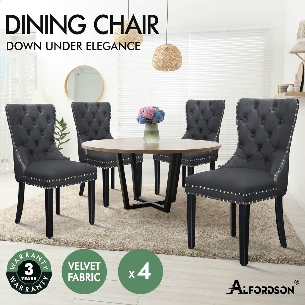 ALFORDSON 2x/4x Dining Chair Kitchen Padded Diamond Tufted Velvet Leather Fabric - Picture 103 of 114