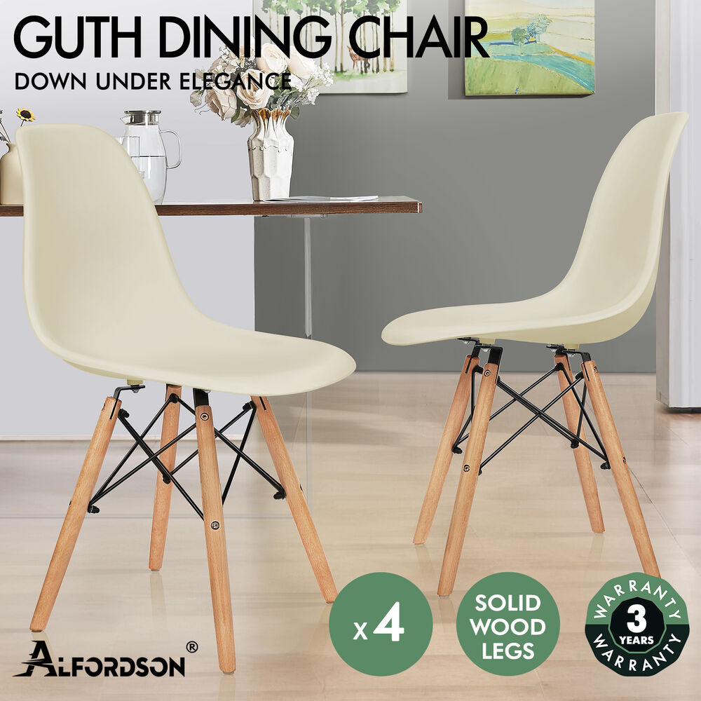 ALFORDSON 4x Dining Chairs Retro Steel Kitchen Lounge Cafe Side Solid Wood PP - Picture 3 of 68