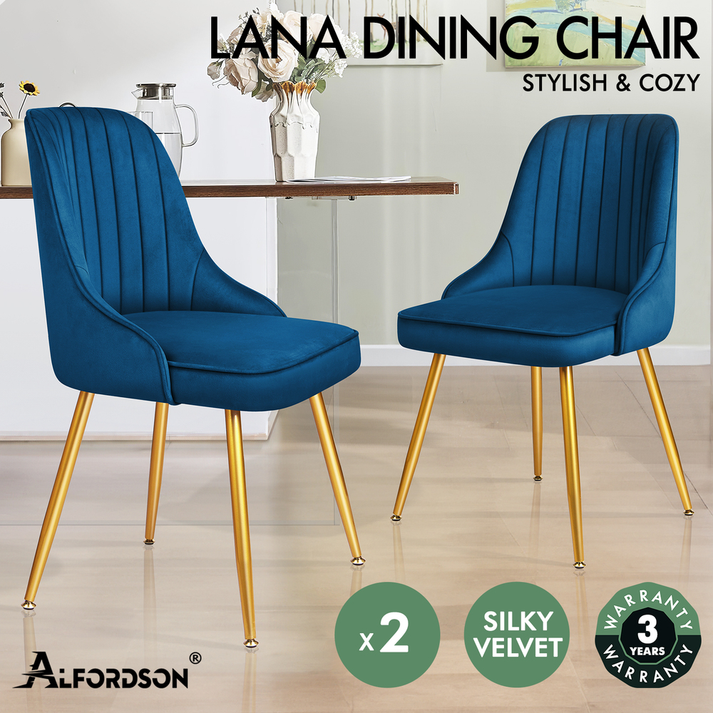 ALFORDSON Dining Chairs Kitchen Accent Lounge Padded Tufted Seat Velvet x2/x4 - Picture 47 of 121