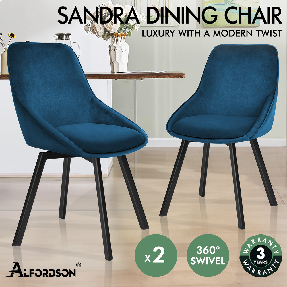 ALFORDSON Dining Chairs Kitchen Swivel PU Leather Sherpa Velvet Wooden x1/x2/x4 - Picture 381 of 592