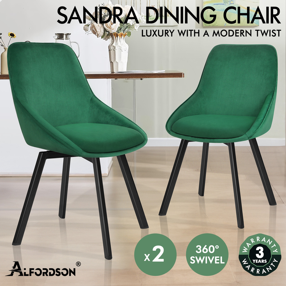 ALFORDSON Dining Chairs Kitchen Swivel PU Leather Sherpa Velvet Wooden x1/x2/x4 - Picture 393 of 592