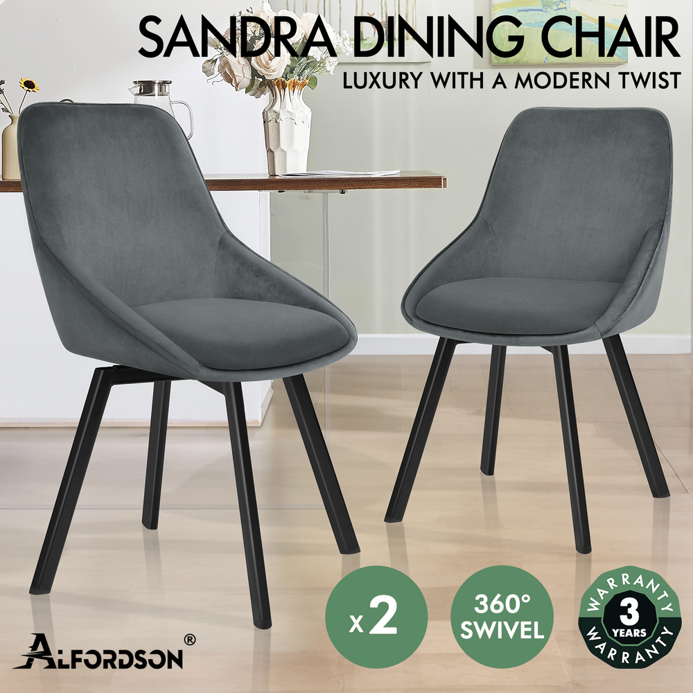 ALFORDSON Dining Chairs Kitchen Swivel PU Leather Sherpa Velvet Wooden x1/x2/x4 - Picture 405 of 592