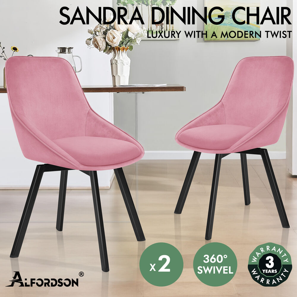 ALFORDSON Dining Chairs Kitchen Swivel PU Leather Sherpa Velvet Wooden x1/x2/x4 - Picture 417 of 592