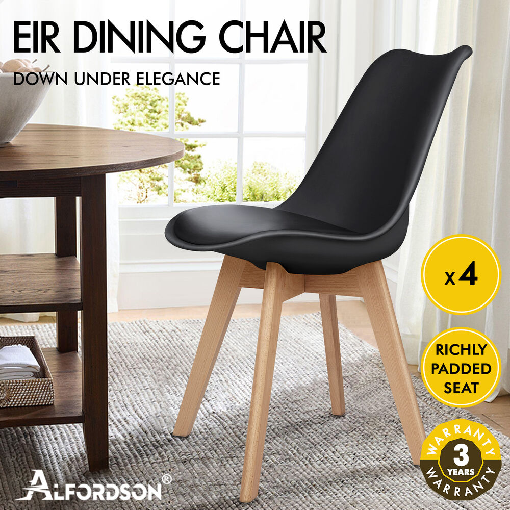 ALFORDSON 4x Dining Chairs Padding Retro PU Leather Kitchen Lounge Cafe Wooden - Picture 25 of 82
