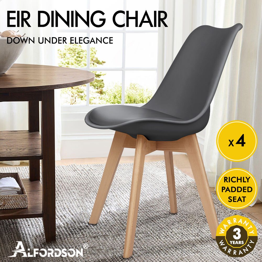 ALFORDSON 4x Dining Chairs Padding Retro PU Leather Kitchen Lounge Cafe Wooden - Picture 37 of 82