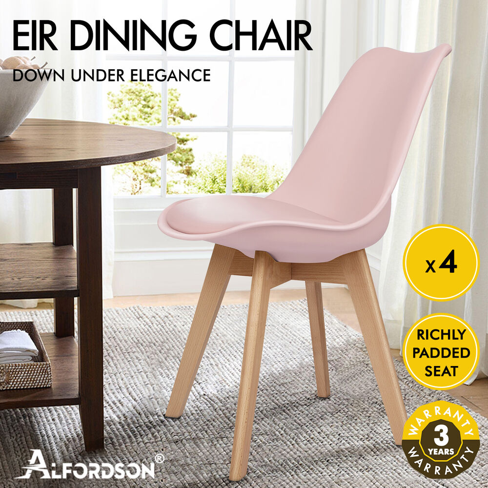 ALFORDSON 4x Dining Chairs Padding Retro PU Leather Kitchen Lounge Cafe Wooden - Picture 49 of 82