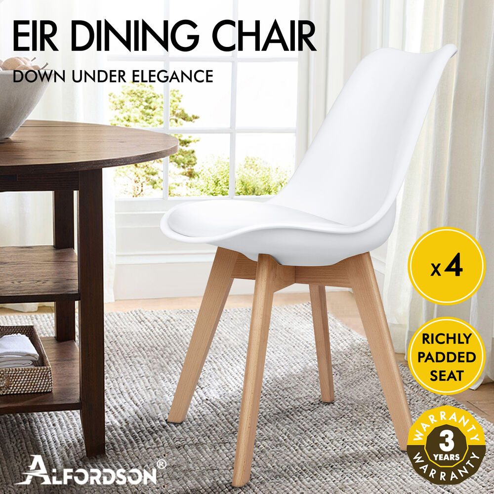 ALFORDSON 4x Dining Chairs Padding Retro PU Leather Kitchen Lounge Cafe Wooden - Picture 60 of 82