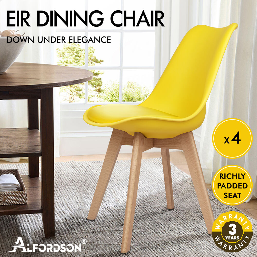 ALFORDSON 4x Dining Chairs Padding Retro PU Leather Kitchen Lounge Cafe Wooden - Picture 71 of 82