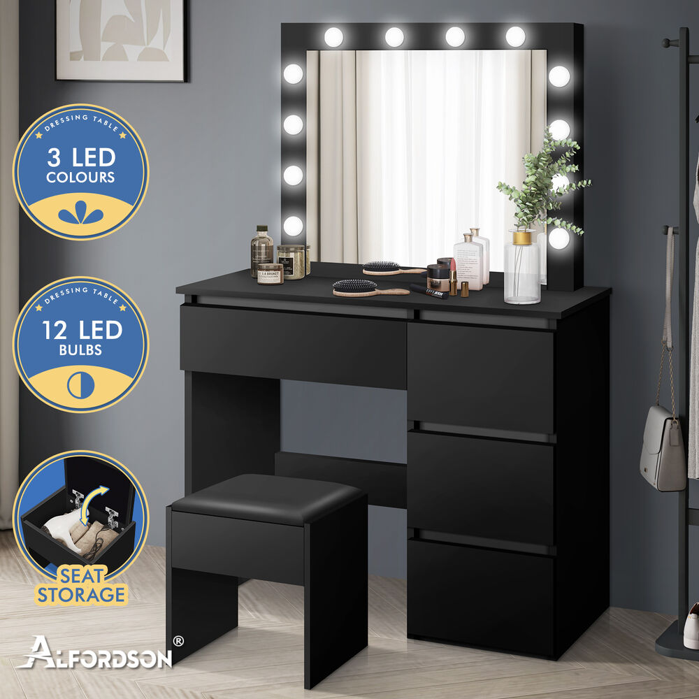 ALFORDSON Dressing Table Stool Set Makeup Mirror Storage Vanity Desk LED Bulbs - Picture 115 of 520
