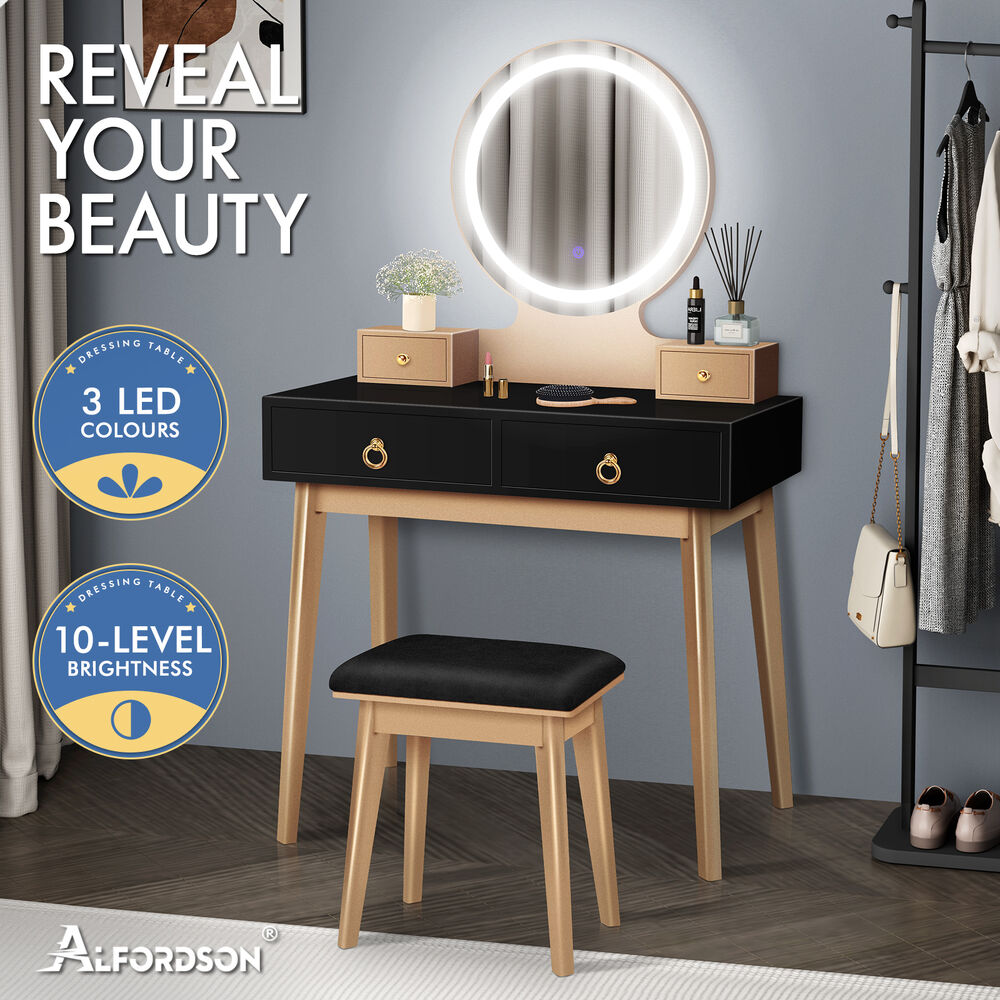 ALFORDSON Dressing Table Stool Set Makeup Mirror Storage Vanity Desk LED Bulbs - Picture 301 of 520