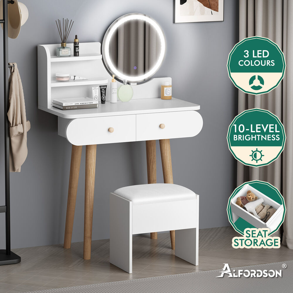 ALFORDSON Dressing Table Stool Set Makeup Mirror Storage Vanity Desk LED Bulbs - Picture 257 of 520