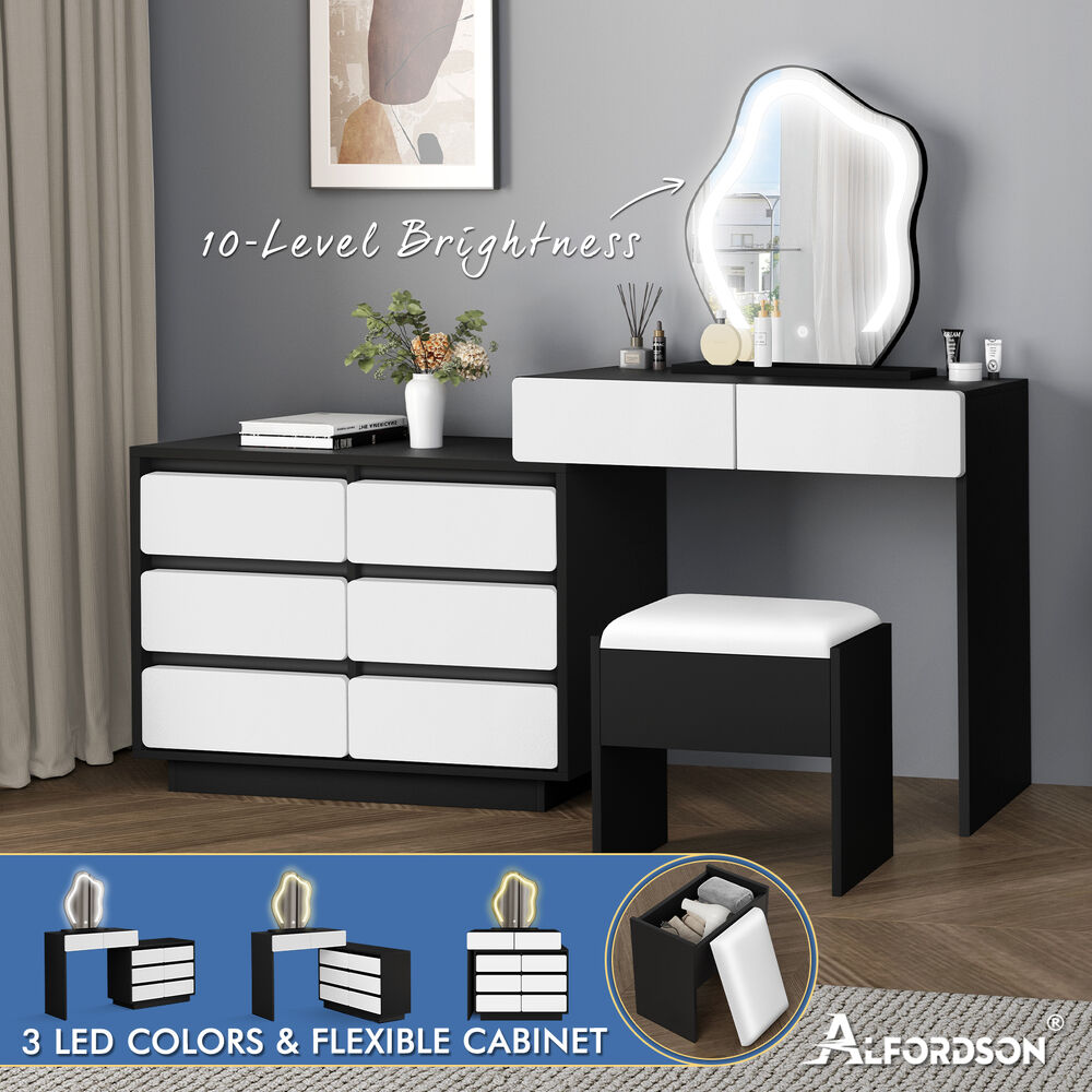 ALFORDSON Dressing Table Stool Set Makeup Mirror Storage Vanity Desk LED Bulbs - Picture 279 of 520