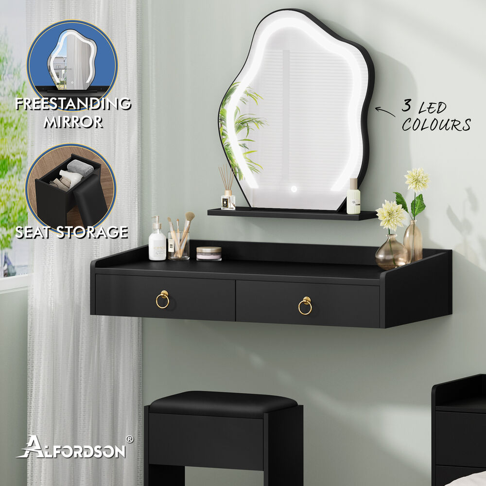 ALFORDSON Dressing Table Stool Set Makeup Mirror Storage Desk LED 10/12 Bulbs - Picture 504 of 671