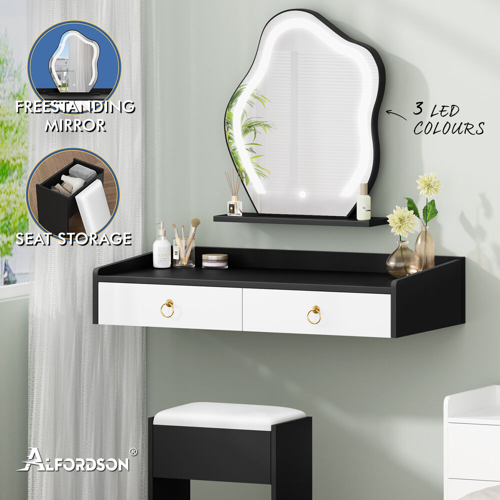 ALFORDSON Dressing Table Stool Set Makeup Mirror Storage Vanity Desk LED Bulbs - Picture 335 of 520